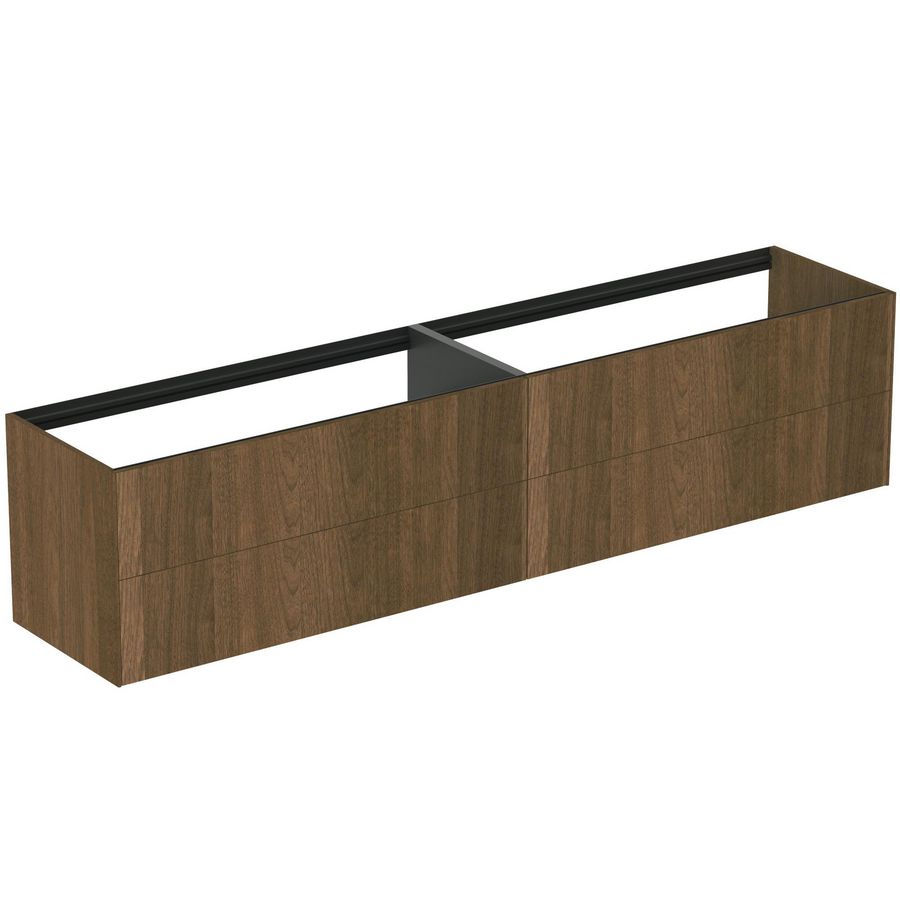 Conca wastafelmeubel 240x50x55cm 4 laden zonder afdekblad dark walnut