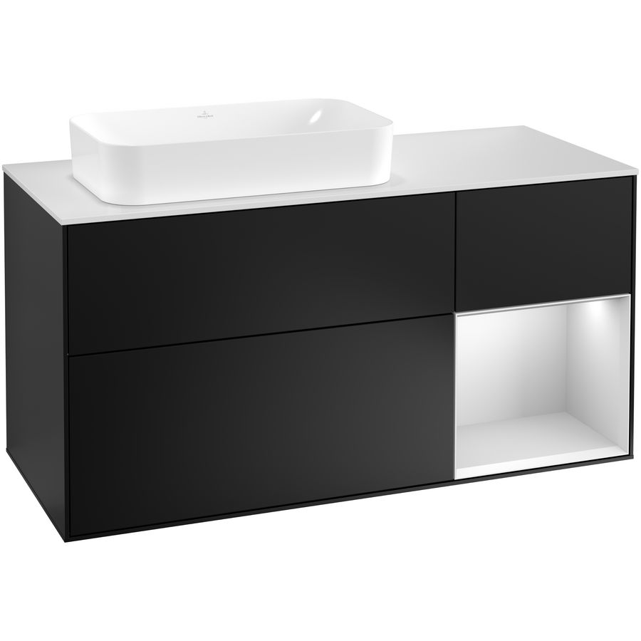 Wastafelonderkast Finion 1200x603x501mm Black Matt Lacquer F281MTPD