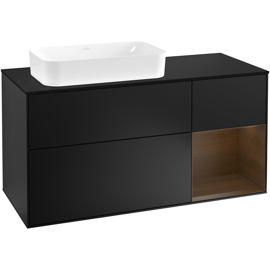 Wastafelonderkast Finion 1200x603x501mm Black Matt Lacquer F282GNPD