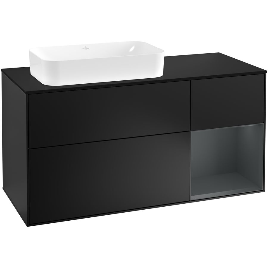 Wastafelonderkast Finion 1200x603x501mm Black Matt Lacquer F282HGPD