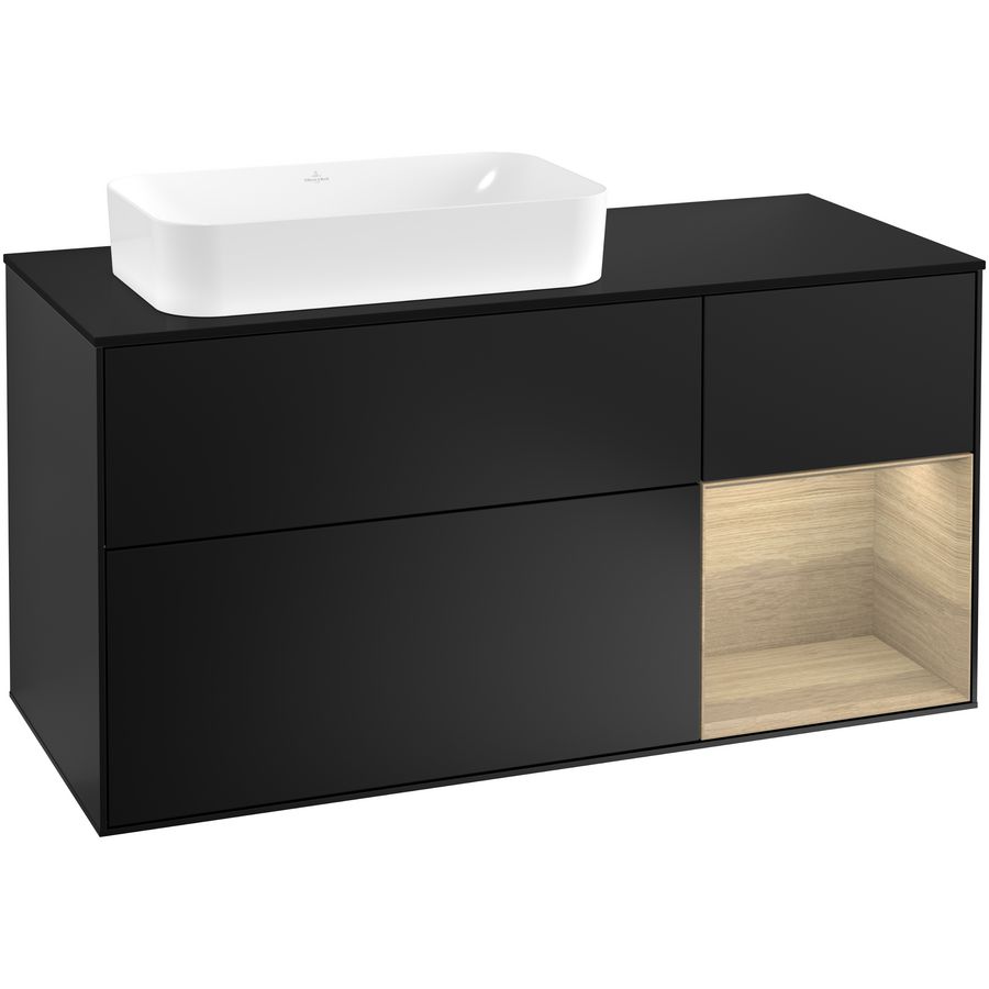 Wastafelonderkast Finion 1200x603x501mm Black Matt Lacquer F282PCPD