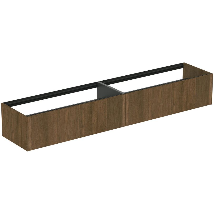 Conca wastafelmeubel 240x50x37cm 2 laden zonder afdekblad dark walnut