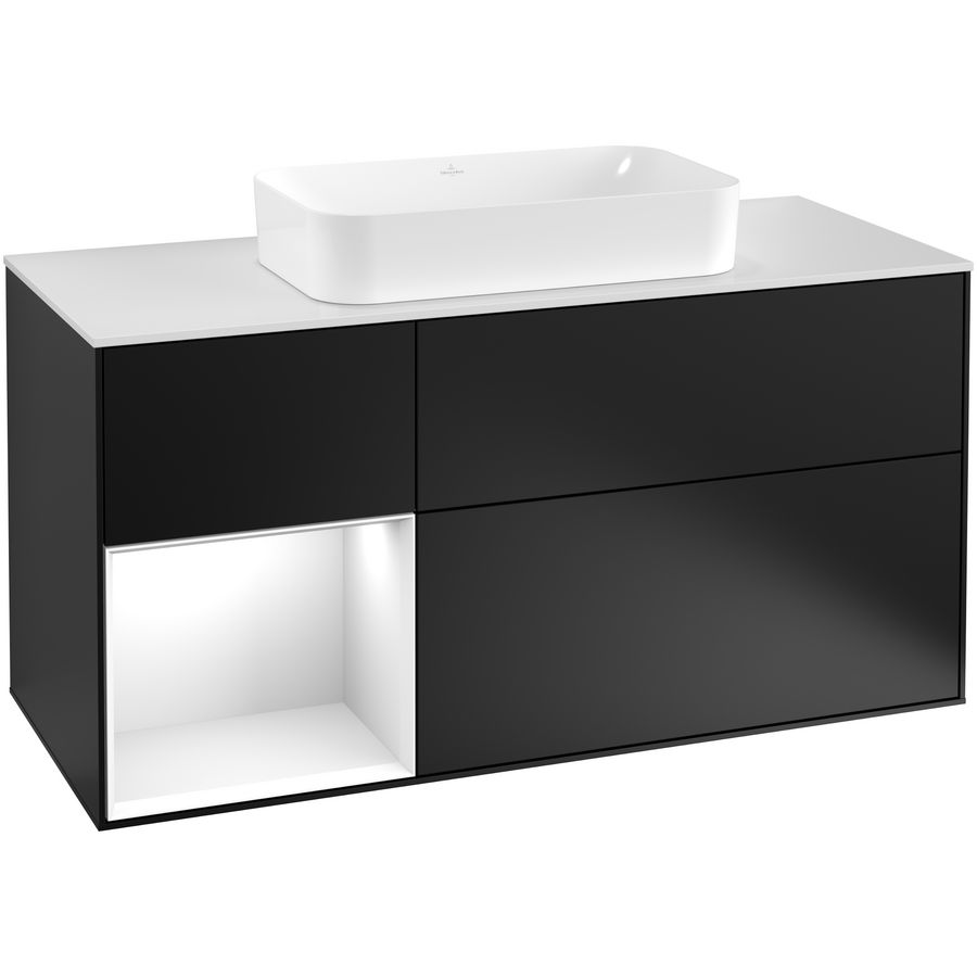 Wastafelonderkast Finion 1200x603x501mm Black Matt Lacquer F291GFPD