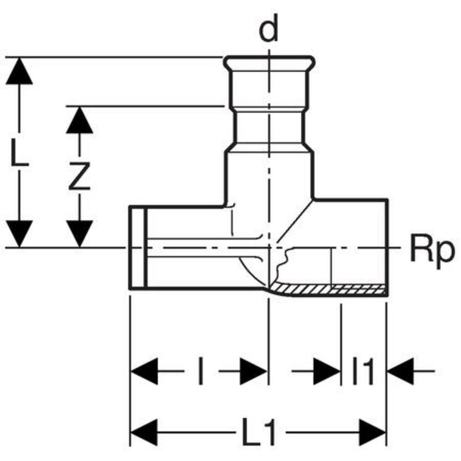 Enkele muurplaat MAPRESS RVS 22x3/4"bn. verdiept VVE=5