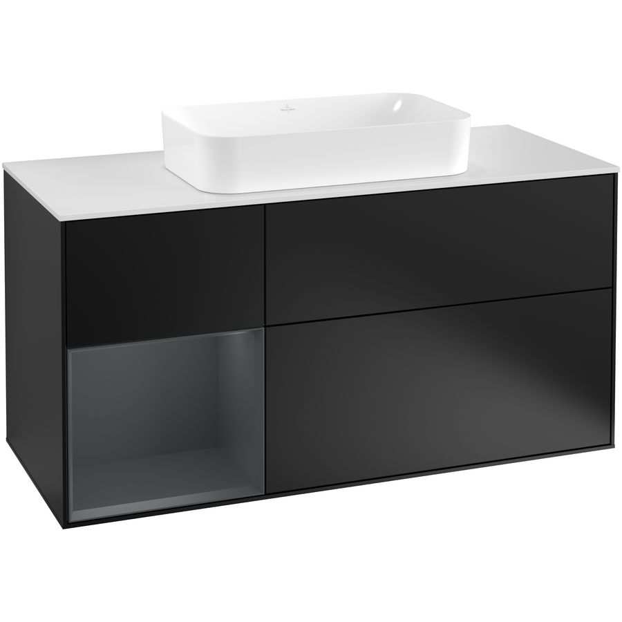 Wastafelonderkast Finion 1200x603x501mm Black Matt Lacquer F291HGPD