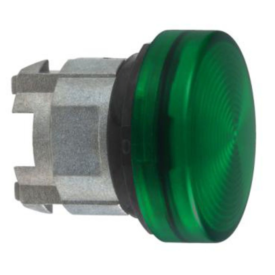 Kop voor lampje Ø22mm rond Geribbeld kapje Groen