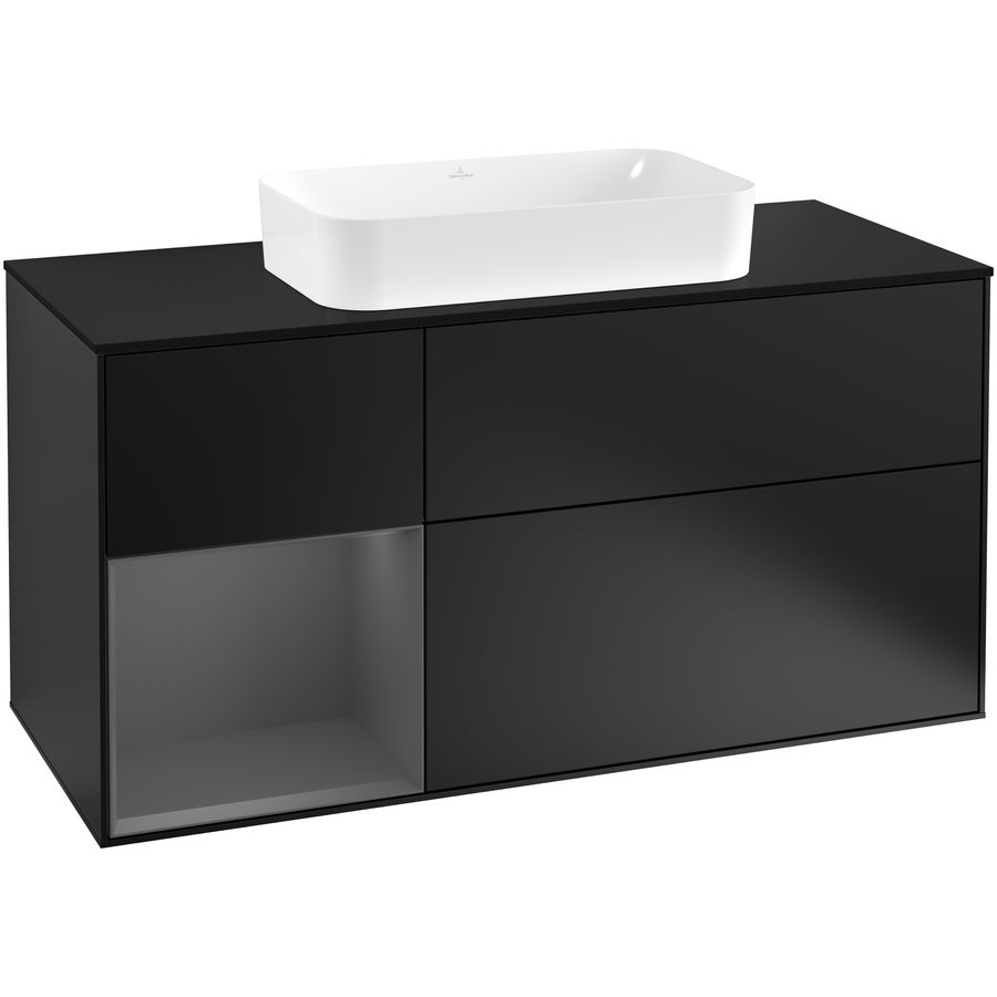 Wastafelonderkast Finion 1200x603x501mm Black Matt Lacquer F292GKPD