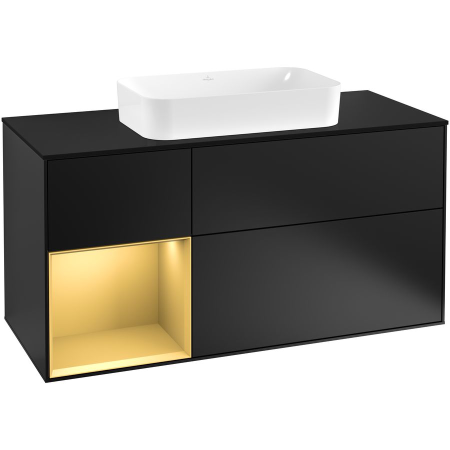 Wastafelonderkast Finion 1200x603x501mm Black Matt Lacquer F292HFPD