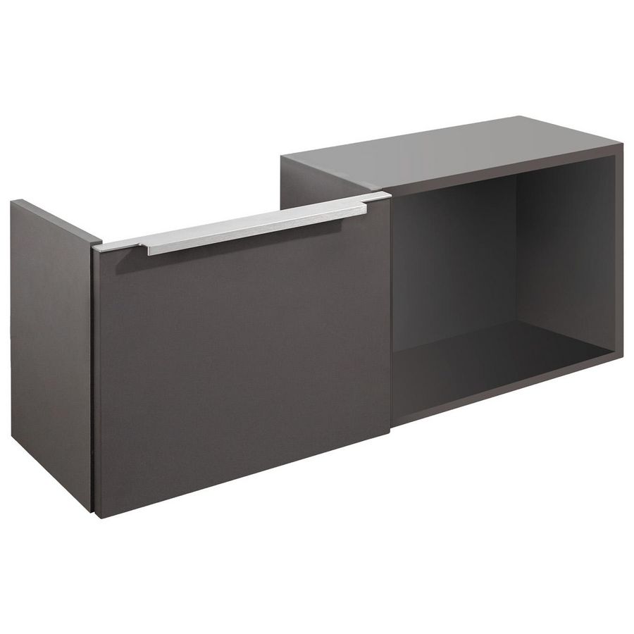 Onderkast (80x30x20cm) met 1 deur + open nis, waskom links met handgreep - 87 - Wengé Fineer Look