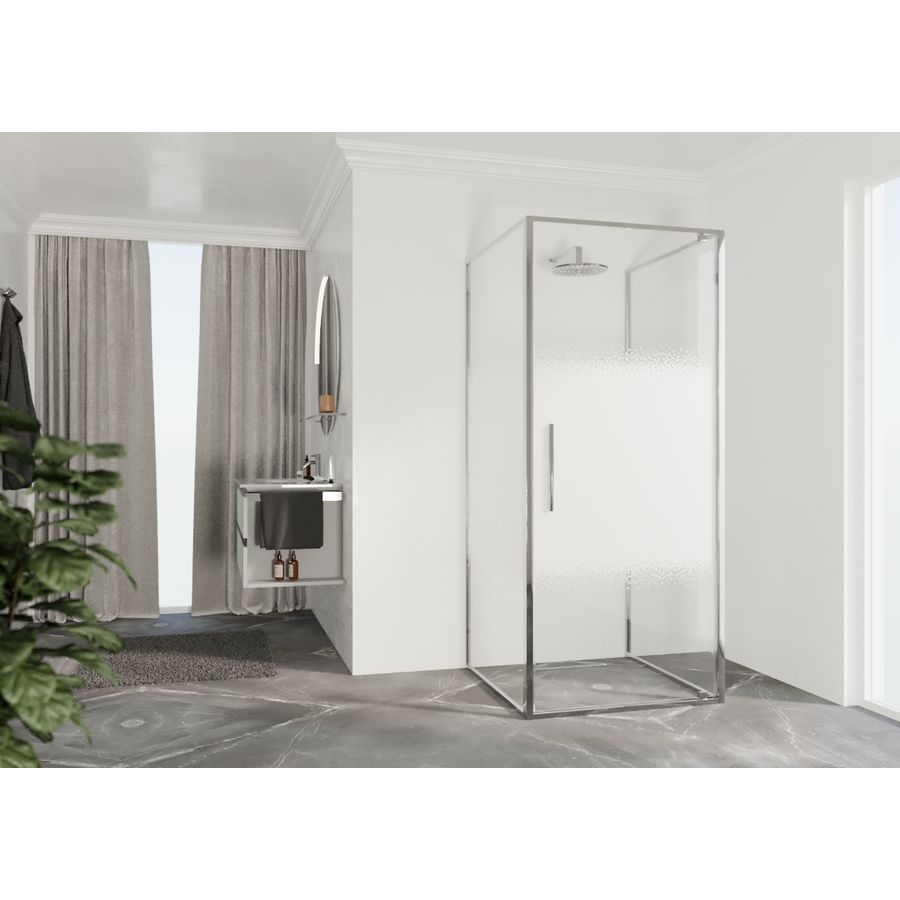 Draaideur RIGA G 860-890x2000mm Rose-1 motief profiel chroom