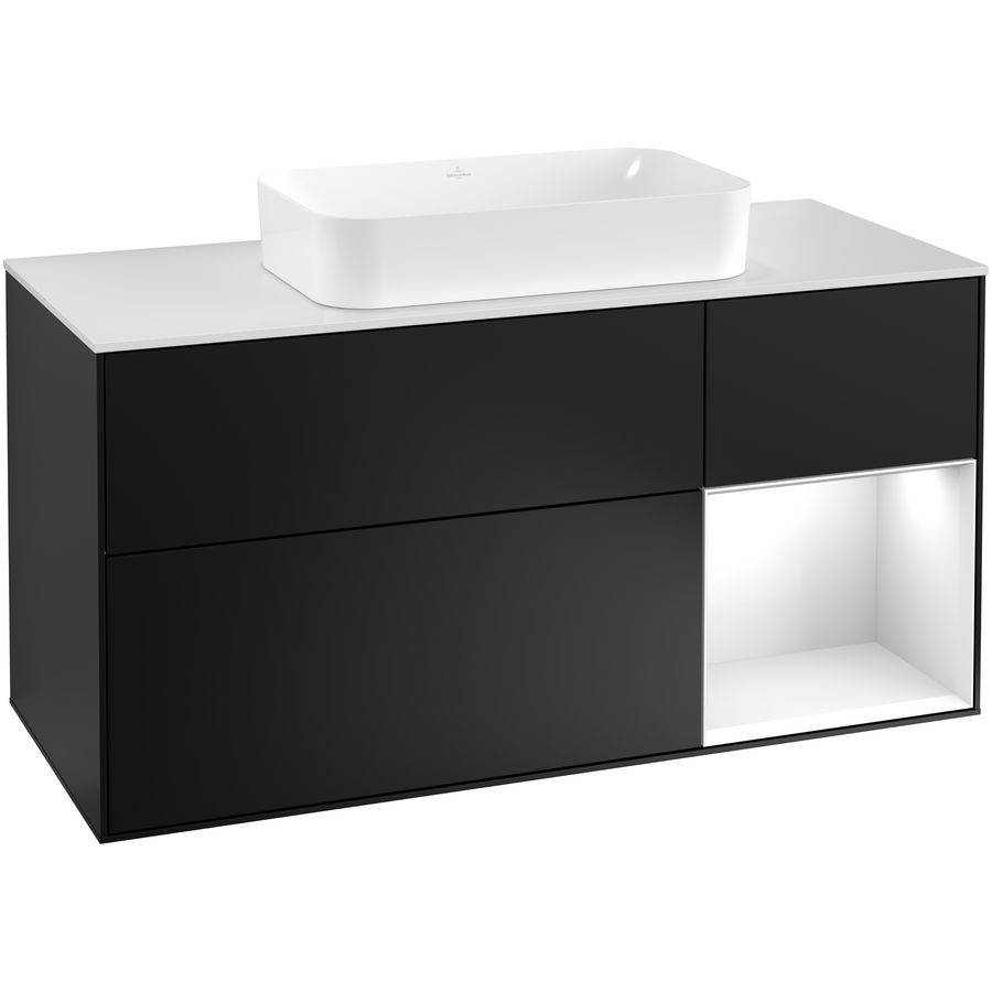 Wastafelonderkast Finion 1200x603x501mm Black Matt Lacquer F301GFPD