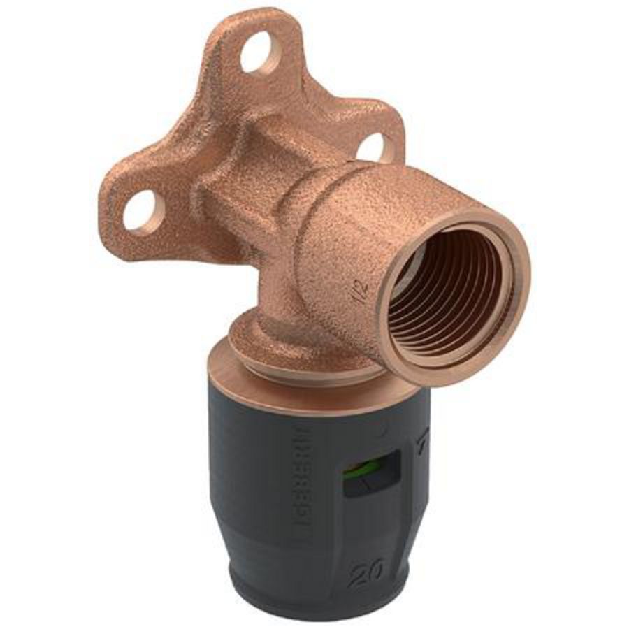 Muurplaat L=52mm brons 20x1/2"bn.dr. PUSHFIT insteek VVE= 5