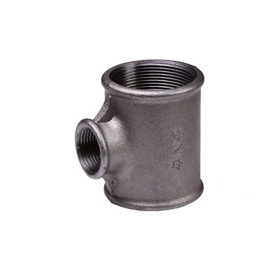 T-koppeling malleabel nr.130 zwart 1.1/2"x1x1.1/4"bn.