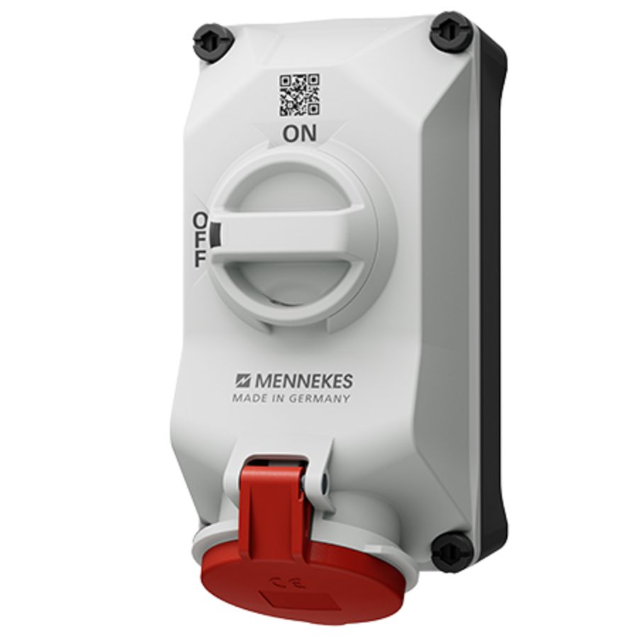 Wandcontactdoos 32A 4-polig  6H 400V IP44 DUO
