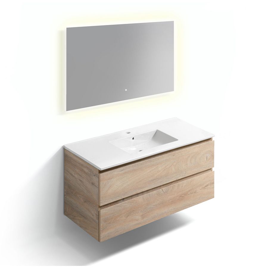 Badkmeubelset 120cm m wastafel en spiegel Grieks eiken