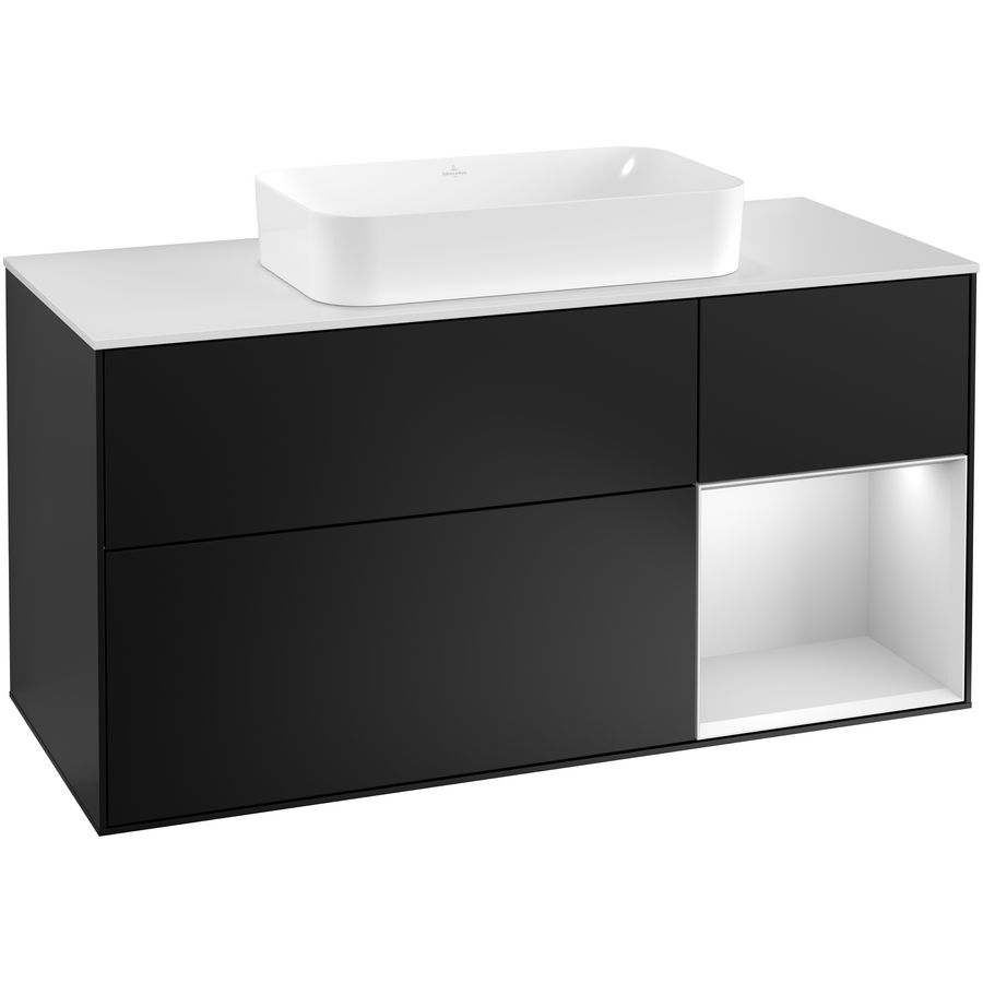 Wastafelonderkast Finion 1200x603x501mm Black Matt Lacquer F301MTPD