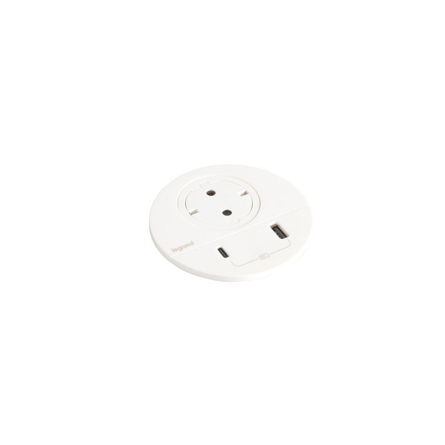 Wandcontactdoos wit + USB + stekker+snoer L2m. Disq80