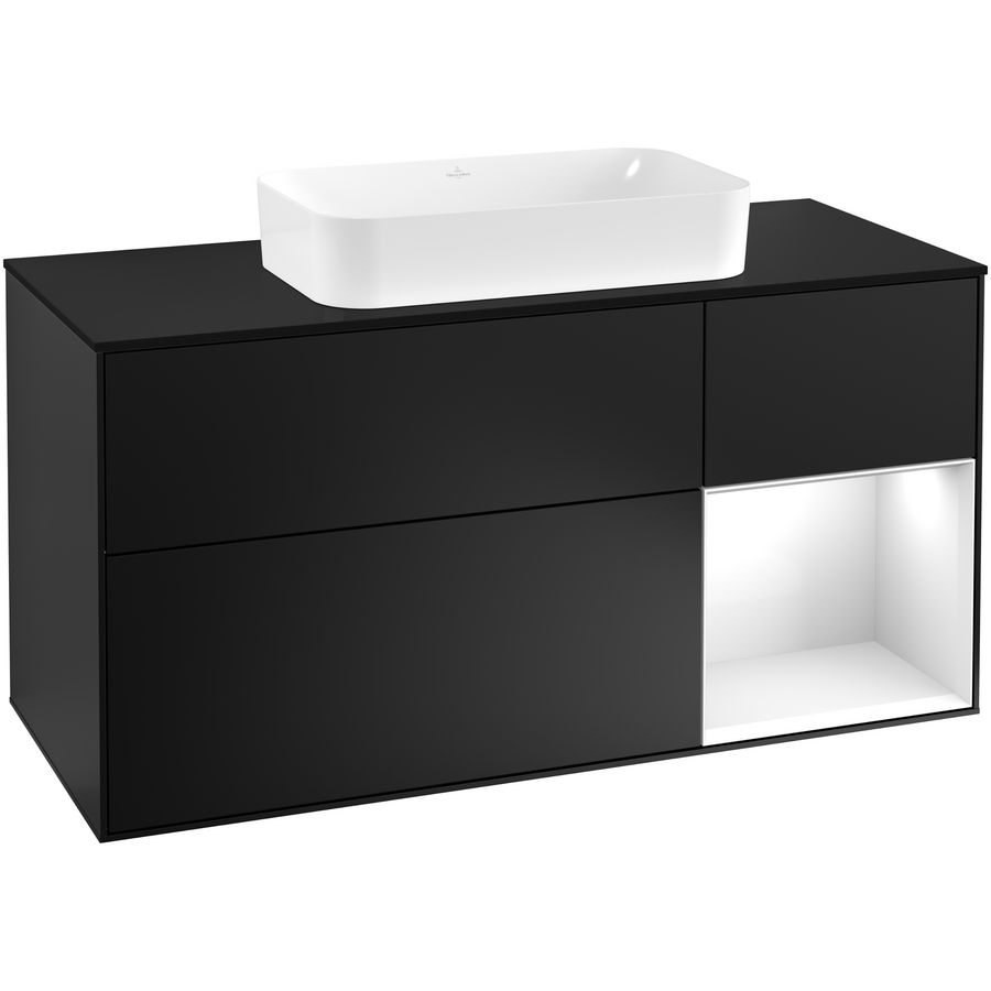 Wastafelonderkast Finion 1200x603x501mm Black Matt Lacquer F302GFPD