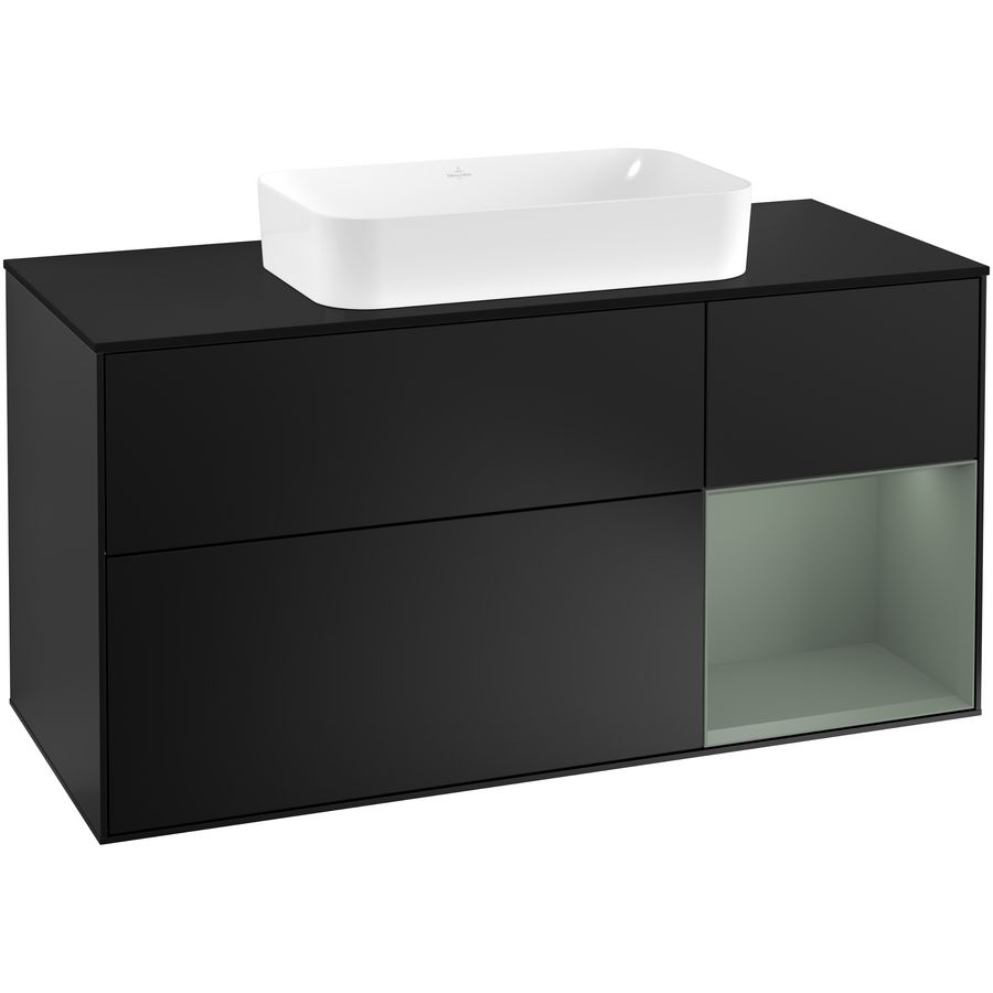 Wastafelonderkast Finion 1200x603x501mm Black Matt Lacquer F302GMPD