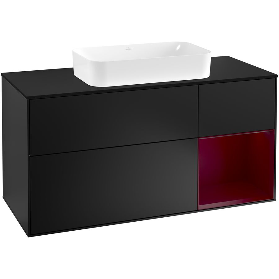 Wastafelonderkast Finion 1200x603x501mm Black Matt Lacquer F302HBPD