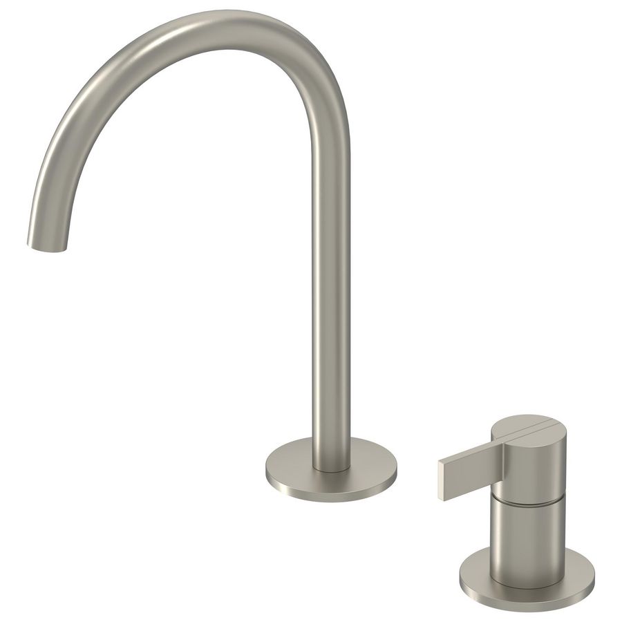 Wastafelmengkraan PACT 2-gats bladmontage uitloop geborsteld nickel