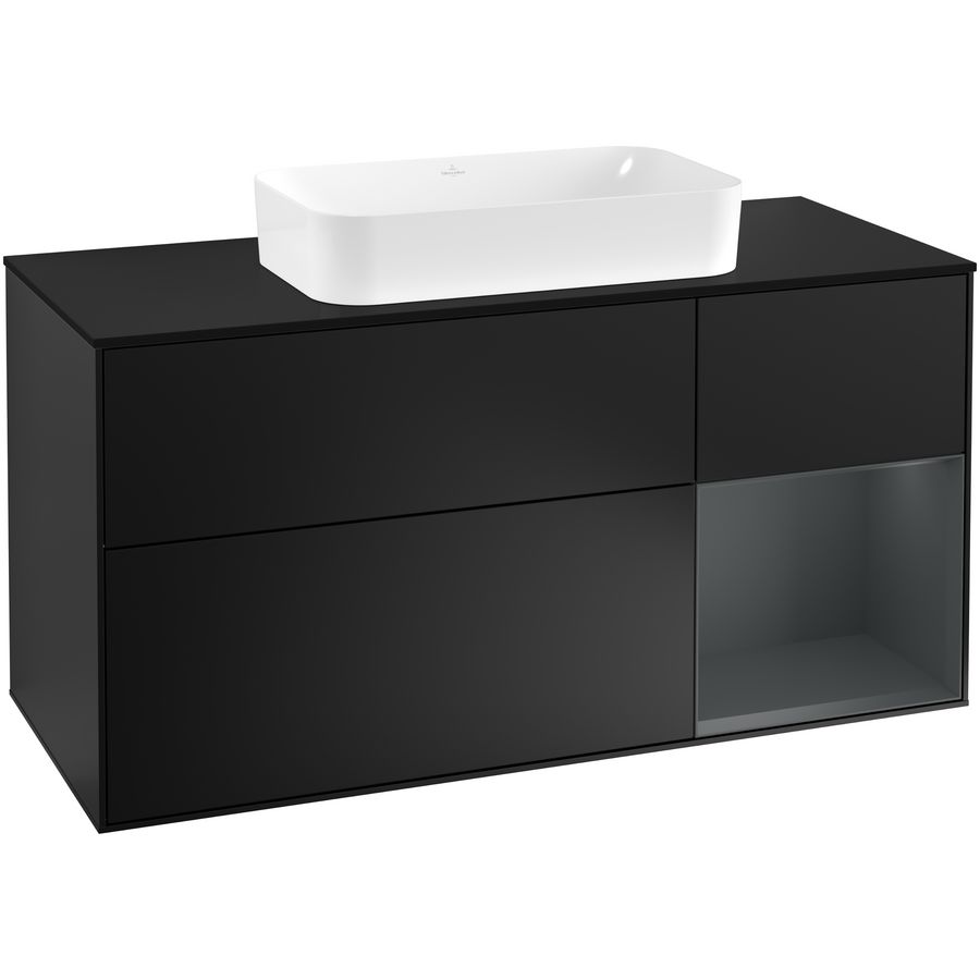 Wastafelonderkast Finion 1200x603x501mm Black Matt Lacquer F302HGPD