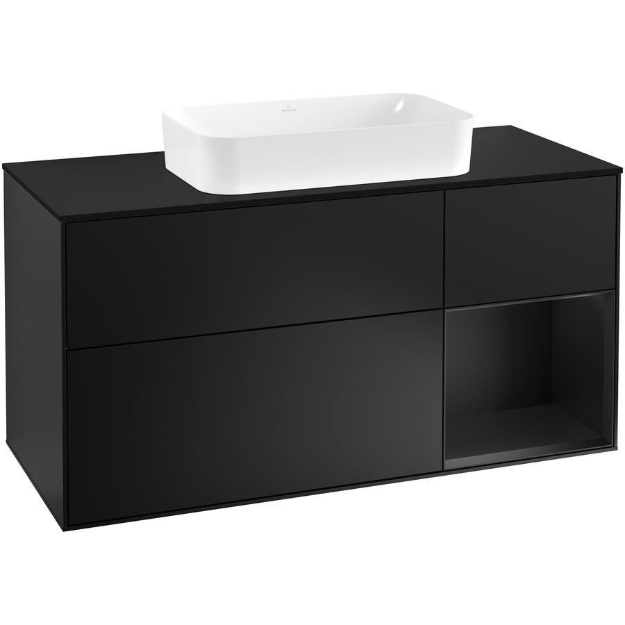 Wastafelonderkast Finion 1200x603x501mm Black Matt Lacquer F302PDPD
