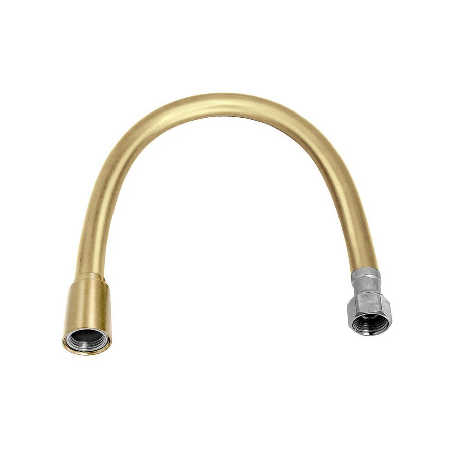 Aansluitslang 30cm pvc 3/8"bi.dr x 3/8" (of 1/2") bi.dr.  goudkleurig geborsteld PVD