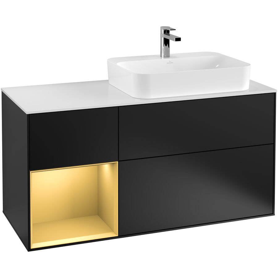 Wastafelonderkast Finion 1200x603x501mm Black Matt Lacquer F391HFPD