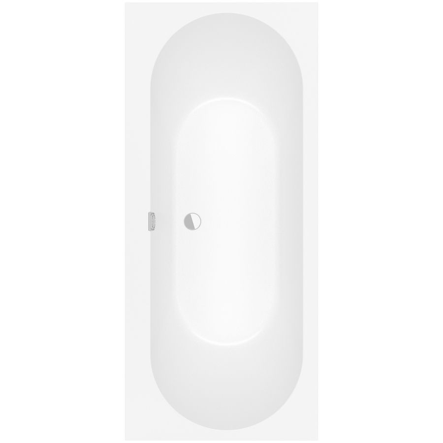 Ligbad Oberon 2.0 rechthoek 170x75cm quaryl Stone White incl. verlengde afvoer + poten