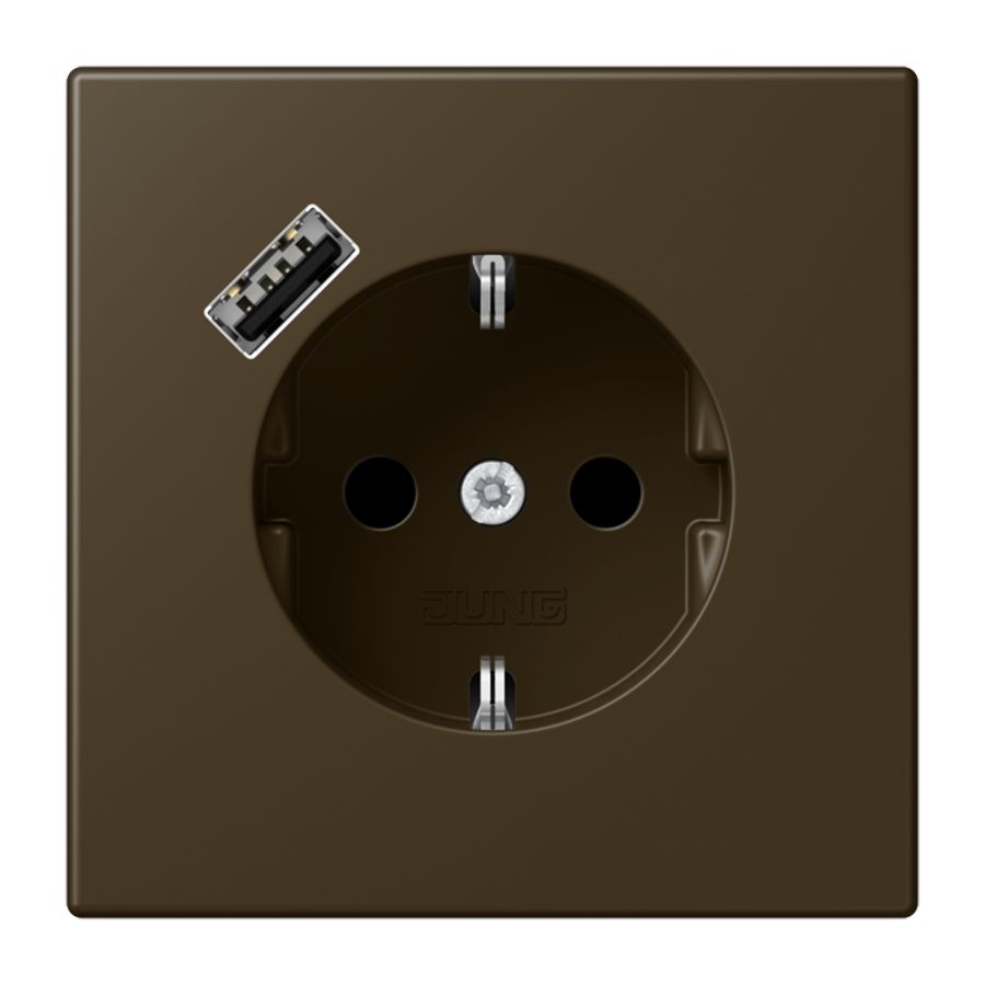 Wandcontactdoos m.lader mes.ant.gelakt v.USB A