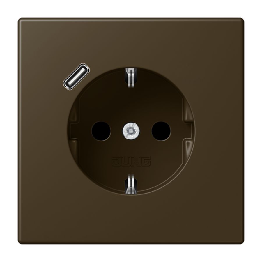 Wandcontactdoos m.lader mes.ant.gelakt v.USB C