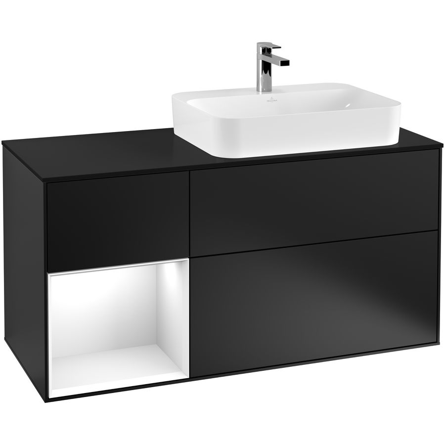 Wastafelonderkast Finion 1200x603x501mm Black Matt Lacquer F392GFPD