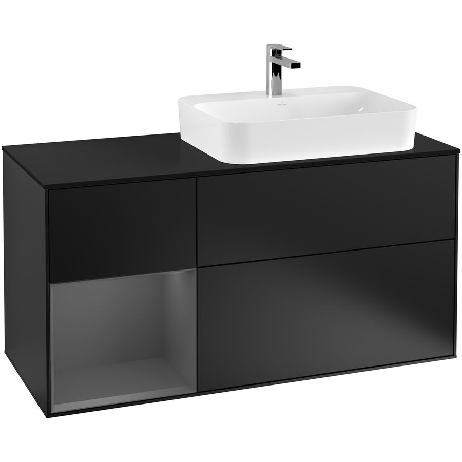 Wastafelonderkast Finion 1200x603x501mm Black Matt Lacquer F392GKPD