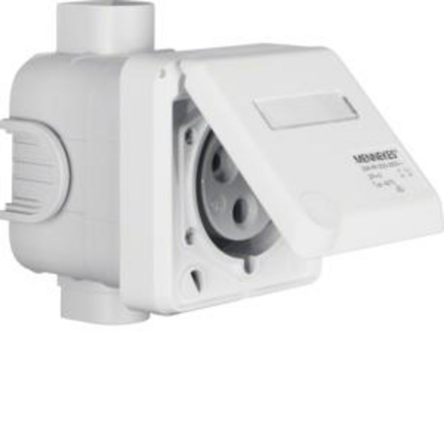 CEE-wandcontactdoos met klapdeksel 3P 32A inbouw