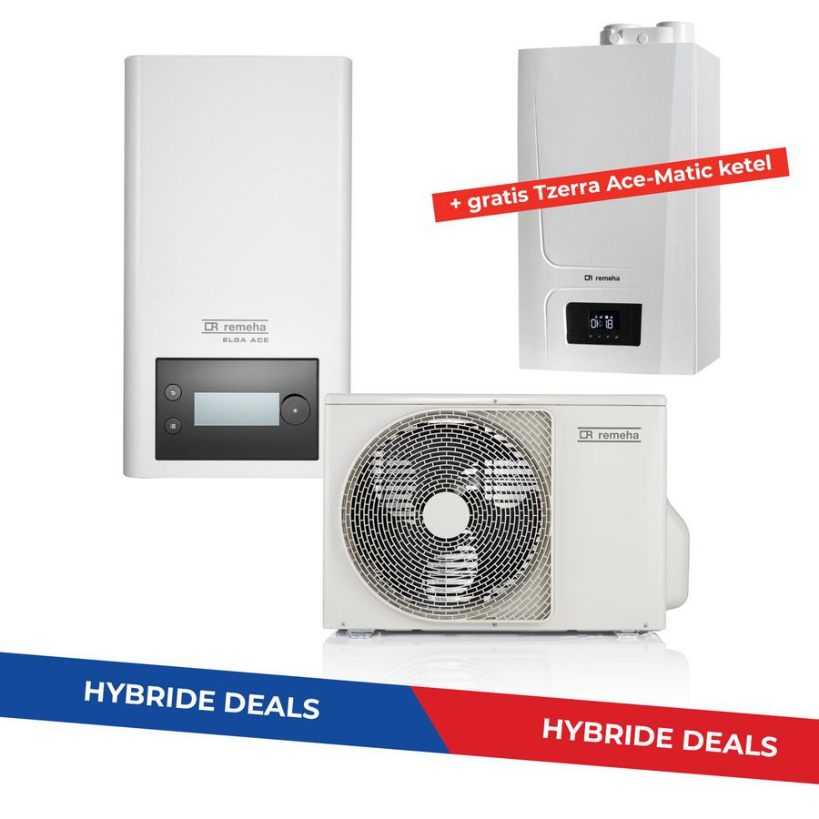 Actie hybride set Elga Ace split 4kW incl. gratis Tzerra Ace-Matic ketel CW4 exc. 80-80