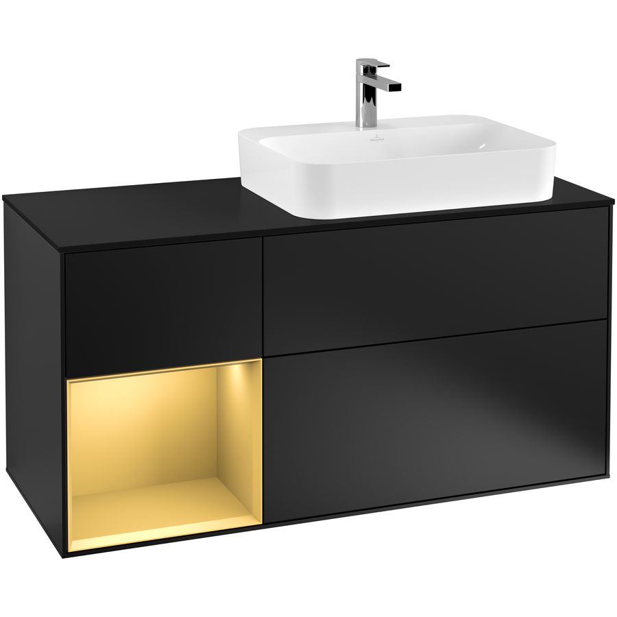 Wastafelonderkast Finion 1200x603x501mm Black Matt Lacquer F392HFPD