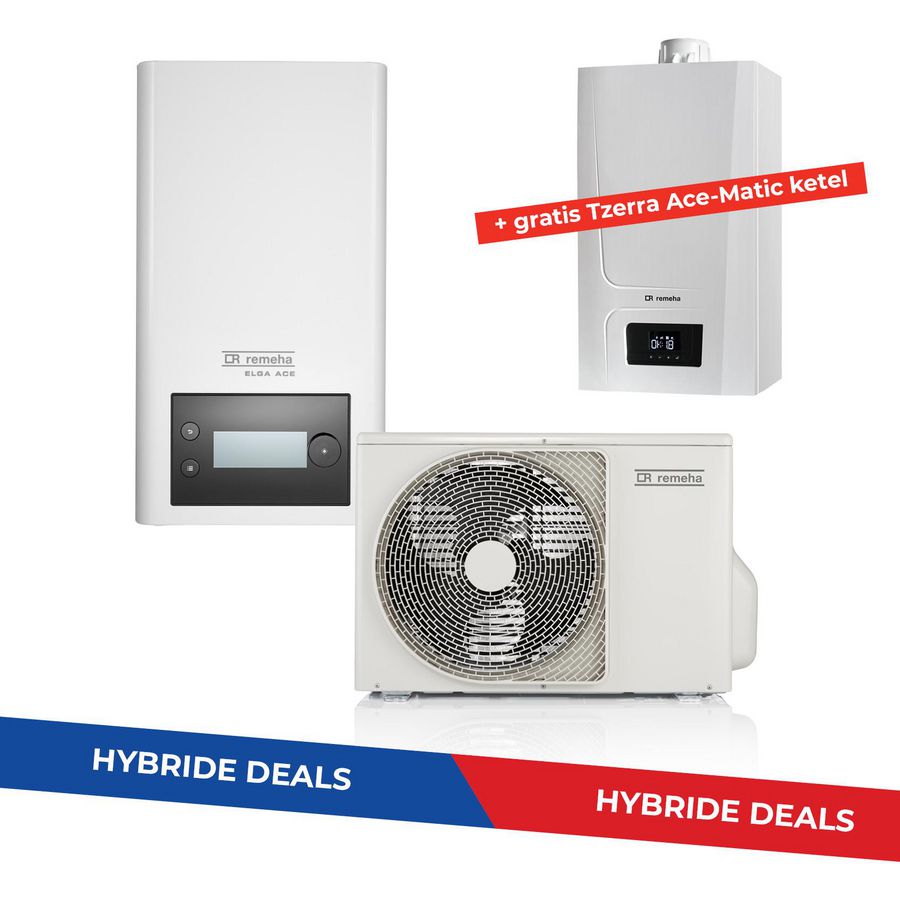 Actie hybride set Elga Ace split 6kW incl. gratis Tzerra Ace-Matic ketel CW4 conc. 60/100