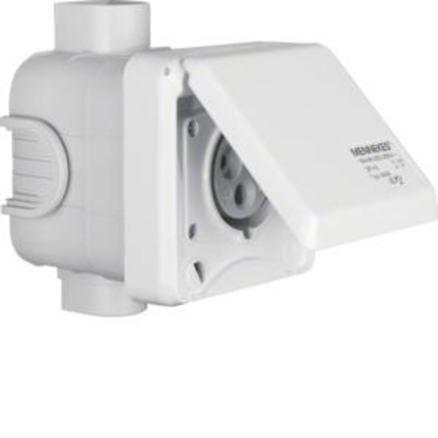 CEE-wandcontactdoos met klapdeksel 3P 16A inbouw