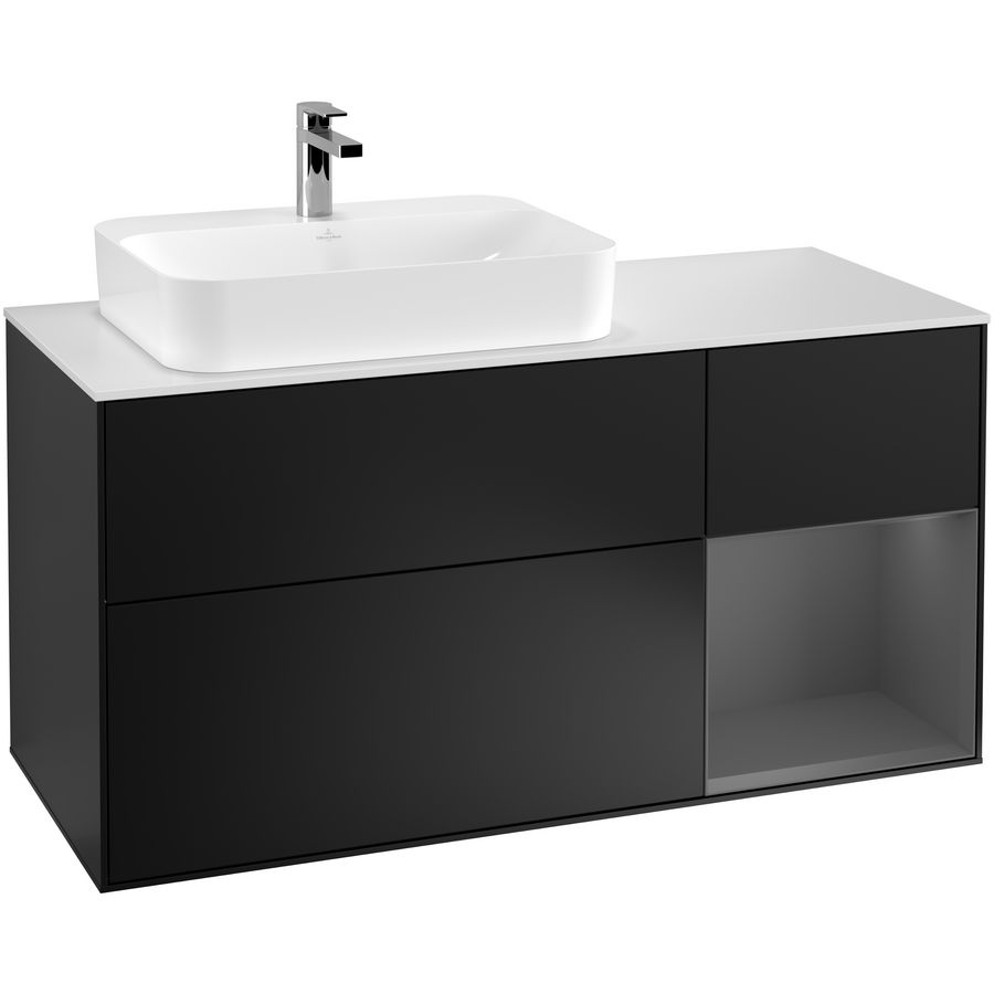 Wastafelonderkast Finion 1200x603x501mm Black Matt Lacquer F401GKPD