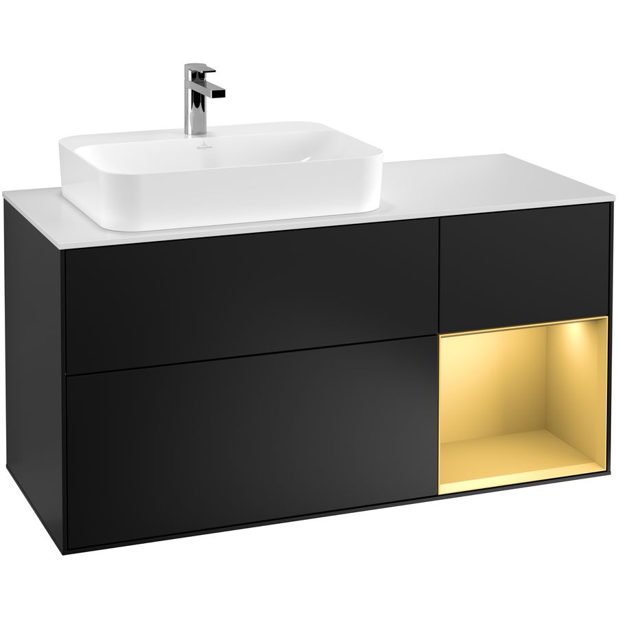 Wastafelonderkast Finion 1200x603x501mm Black Matt Lacquer F401HFPD