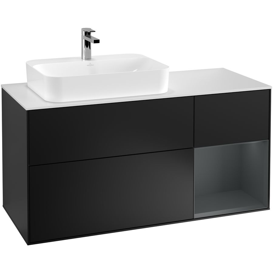 Wastafelonderkast Finion 1200x603x501mm Black Matt Lacquer F401HGPD