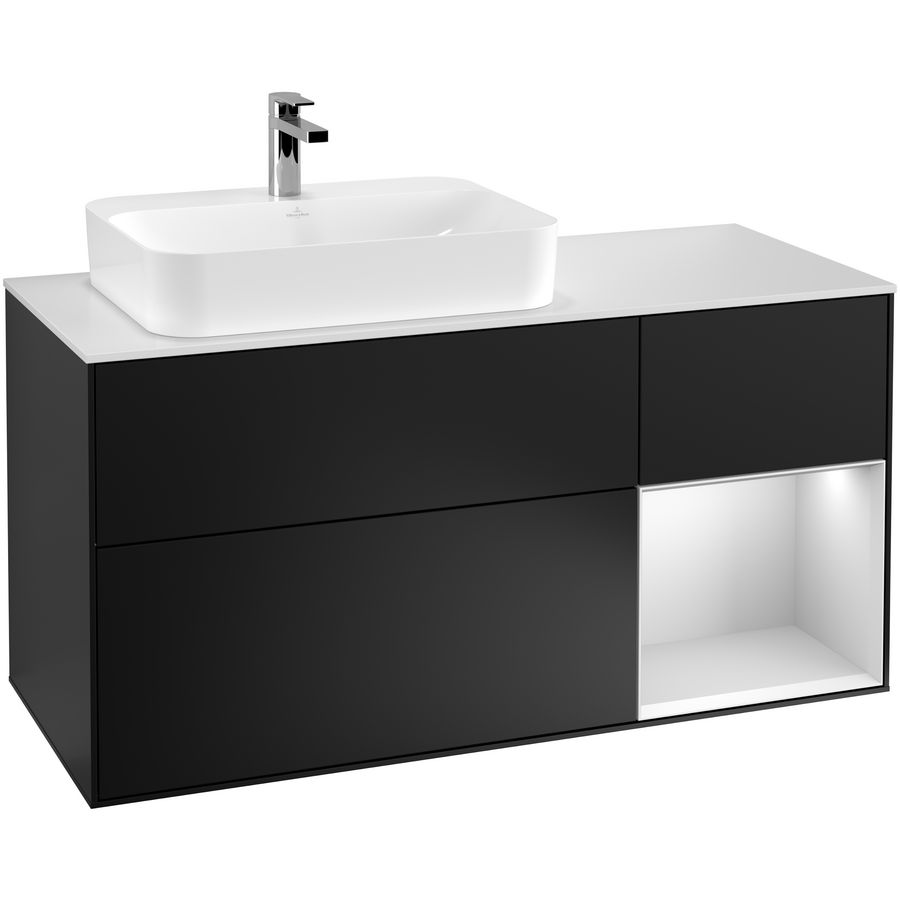Wastafelonderkast Finion 1200x603x501mm Black Matt Lacquer F401MTPD