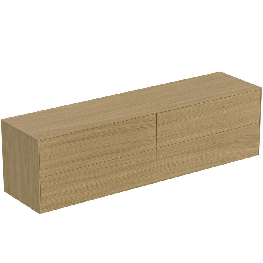 Conca wastafelmeubel 200x50x55cm 4 laden afdekblad zonder uitsnijding light oak