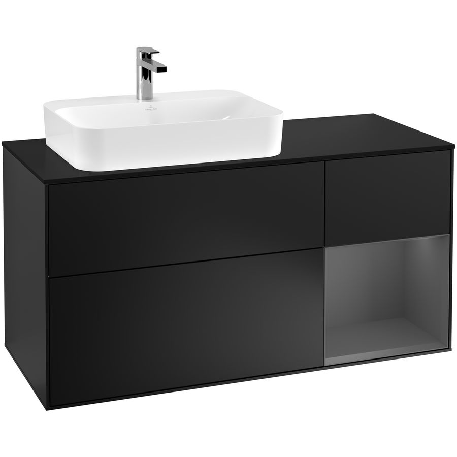 Wastafelonderkast Finion 1200x603x501mm Black Matt Lacquer F402GKPD