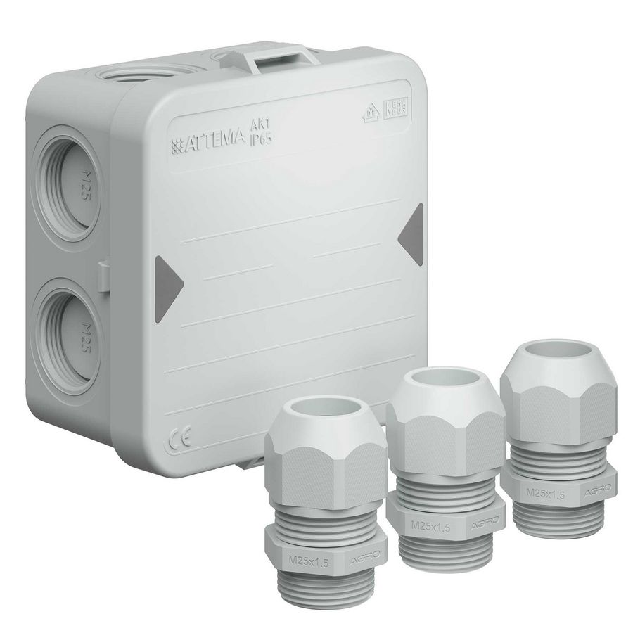 Doos voor montage AK1-M25 IP65 nylon wartels
