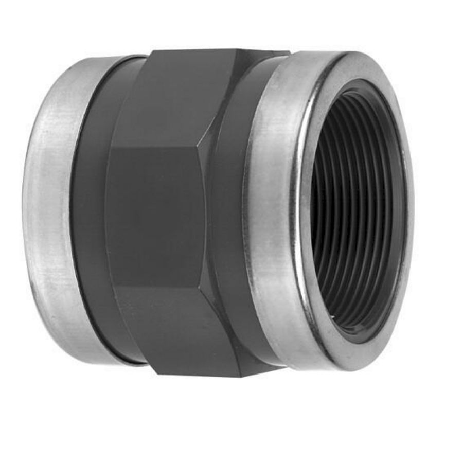 Draadsok PVC druk 3/4"bi. PN16 grijs