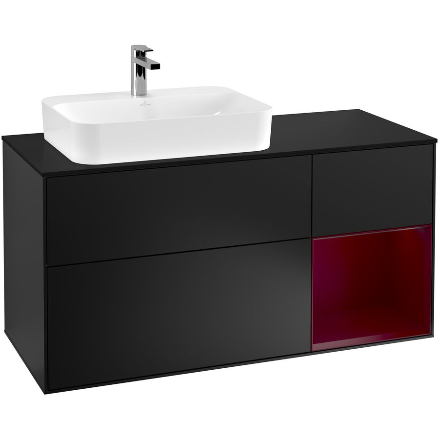 Wastafelonderkast Finion 1200x603x501mm Black Matt Lacquer F402HBPD