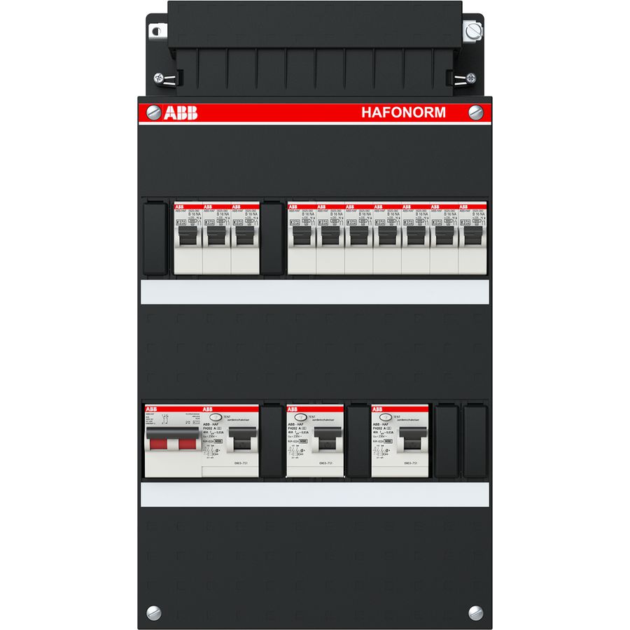 Installatiekast 10x achter 3x 30mA + HS 1-f