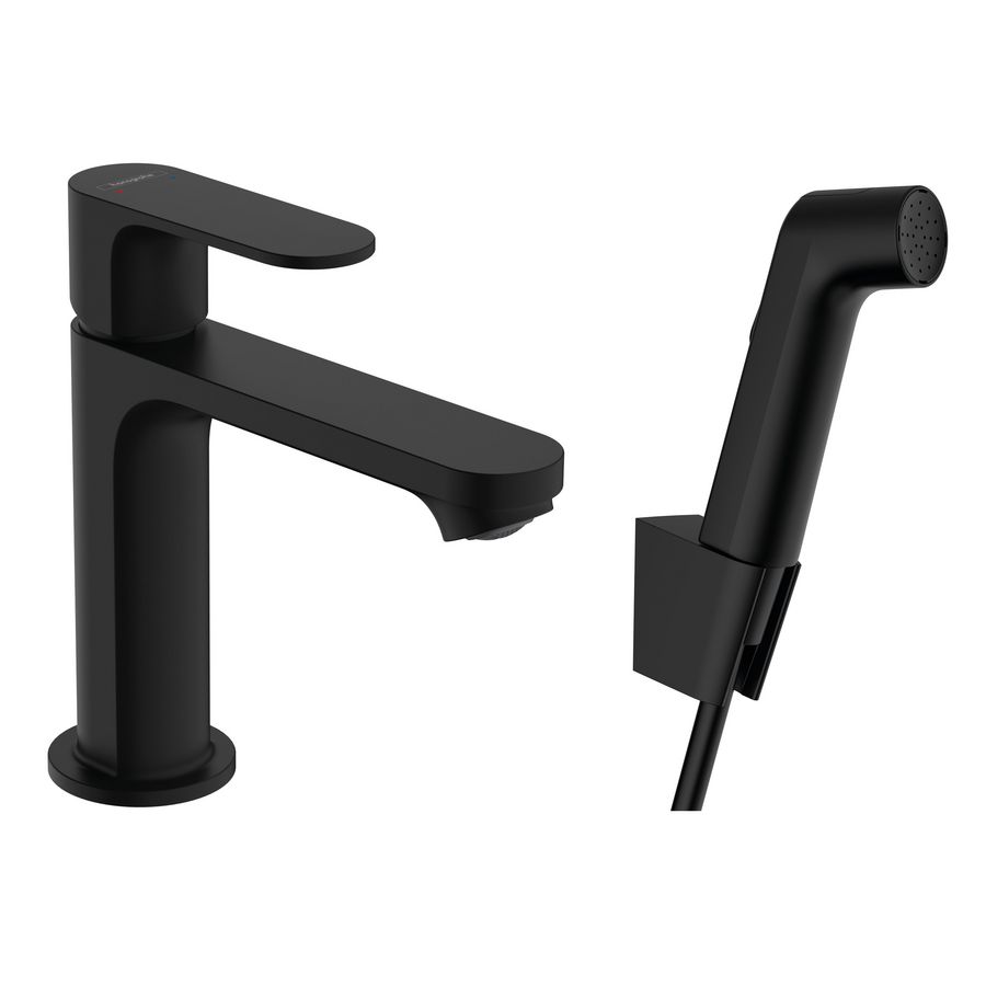 Rebris S 1-hendel wastafelkraan 110 met bidet handdouche en doucheslang 160cm mat zwart 72215670